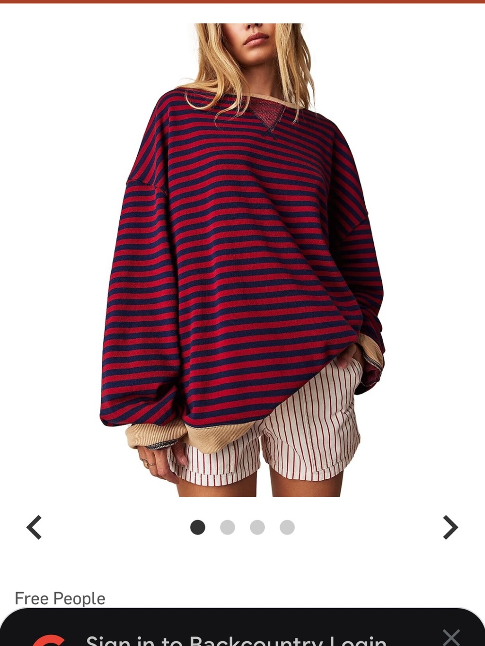 We the Free Free People Navy and Red Striped Crew Size Medium
